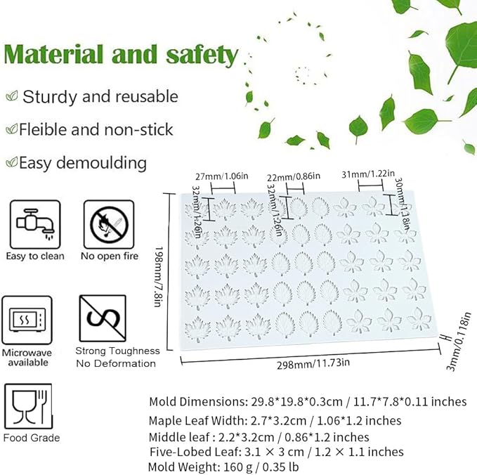 Hollow 3D Leaf Tuille Lace Silicone Cake Moulds, Molds Silicone Baking Fondant Tuile Molds, Polymer Clay Mold for Baking, Clay, Resin, Sugar Craft, Dessert Cake Decoration (1pcs Leaf Candy Mold)