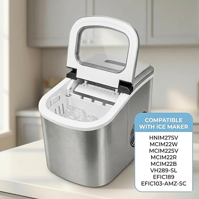 Replacement Ice Basket Compatible with Magic Chef & for Frigidaire Countertop Ice Makers - Durable Storage Bucket, Direct Fit Spare Part, No Assembly Required (White)