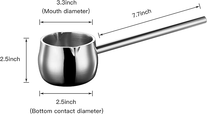 IMEEA Mini Butter Warmer Pot, 10oz/300ml Extra Small Milk Warmer, Small Saucepan with Long Handle, SUS304 Tri-Ply Stainless Steel