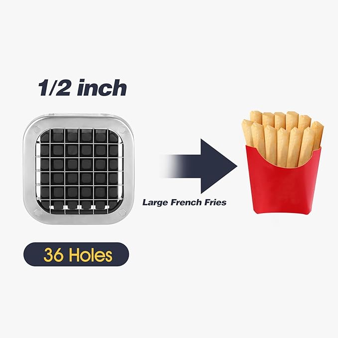 French Fry Cutter, Ruooson Professional Potato Cutter Slicer with 1/2 In Stainless Steel Blades, Great for Whole Potatoes Carrots Cucumbers.