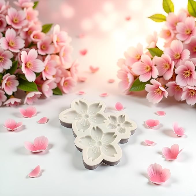 Gray 3D Flower Silicone Molds Cherry Blossoms Fondant Craft Cake Candy Chocolate Mold Sugarcraft Pastry Kitchen Baking Moulds Silicone Fondant Flowers Pastry and Baking,Gum Paste Molds