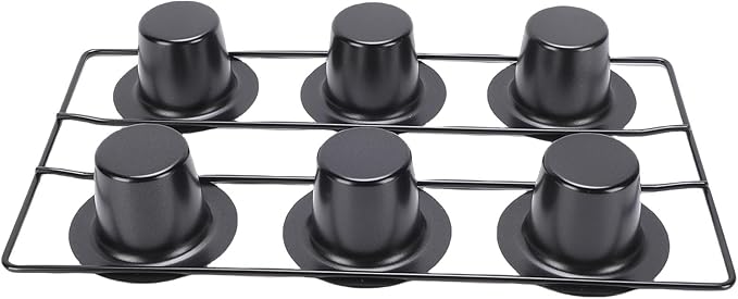 HEEPDD 6 Cup Popover Pans, Popover Pans Heavyweight Carbon Steel Bakeware Easy to Pan for Pudding Muffins Popovers Baking 6 Cup, Deep Non Stick Sturdy loaf pan