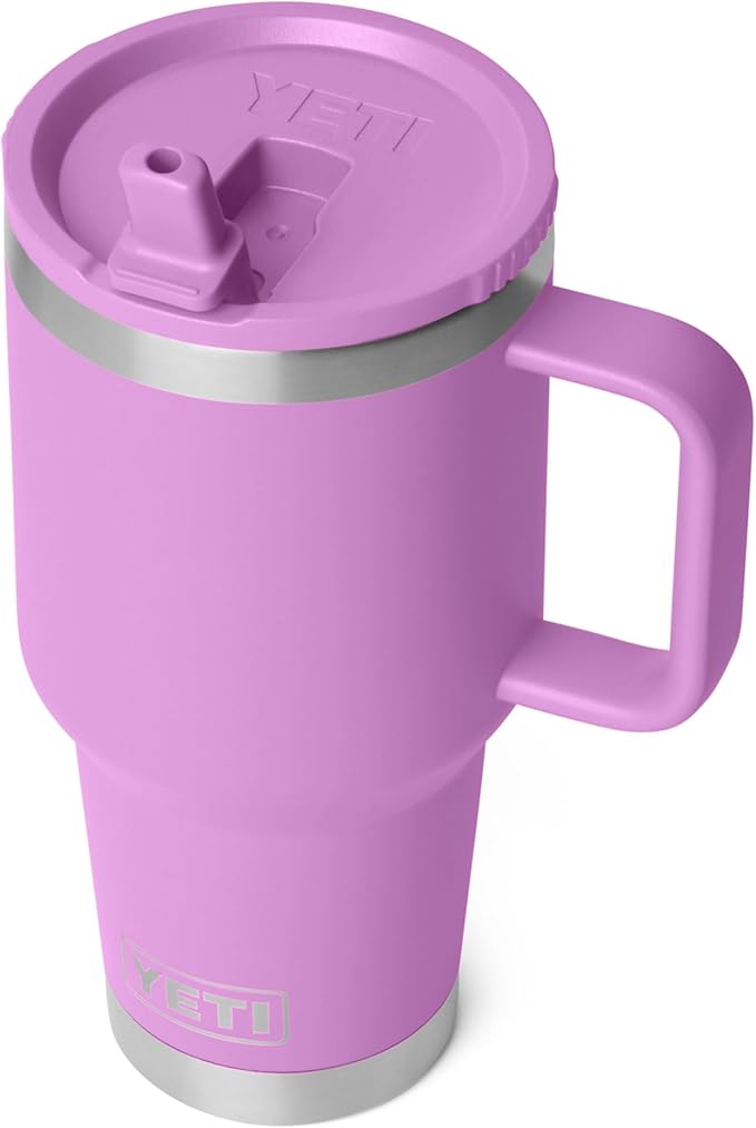 YETI Rambler 30 oz Travel Mug with Flip Straw Lid – Stainless Steel, Vacuum Insulated, Leakproof, Cup Holder Friendly