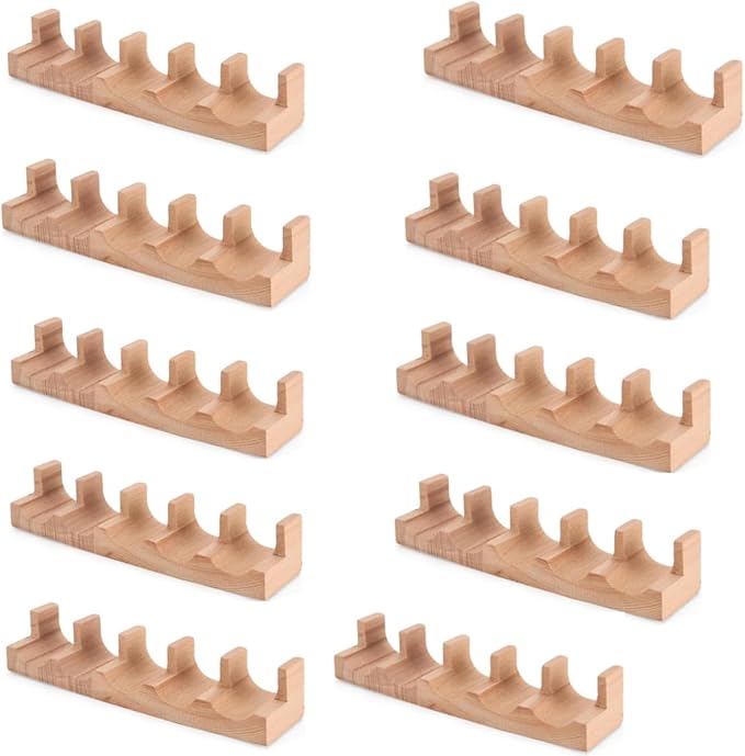 Wooden Taco Holder Stand for Sushi Hand Roll, Temaki & Sushi Roll – 1/2/3/5 Slot Sushi Display Tray, Natural Wood Serving Platter (10 pcs per Pack) (5 Slots (10 pcs))