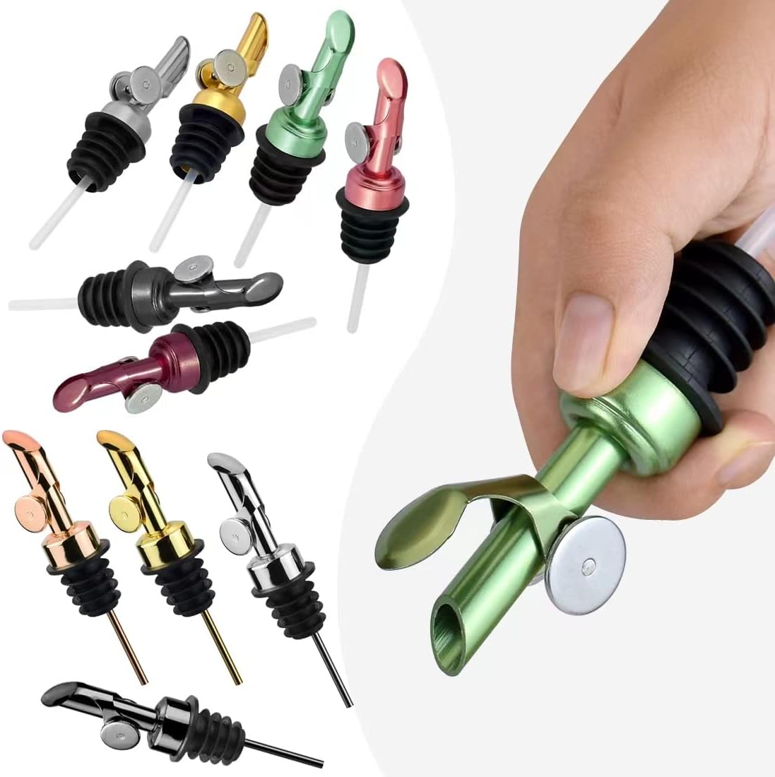 MEETSWEET Olive oil dispenser spout, pour spouts，304stainless steel automatic opening and closing spout, leak-proof, for olive oil, vinegar, wine and other liquid bottles (304) 4pcs…