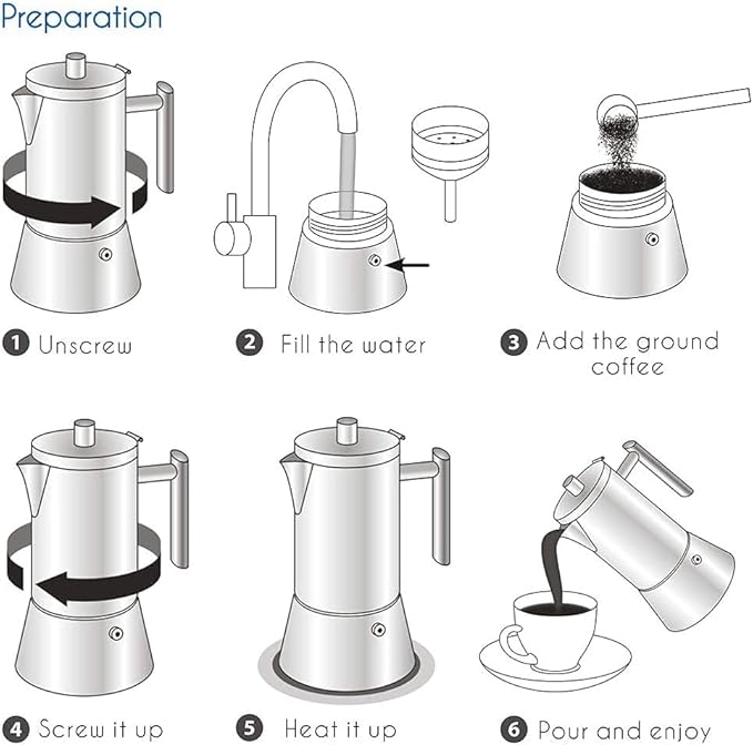 Easyworkz Pedro Stovetop Espresso Maker 4Cup 200ml, Bundled Espresso Steaming Pitcher Stainless Steel 15 oz Coffee Frothing Picther Milk Jug Cappuccino Latte Art Cup