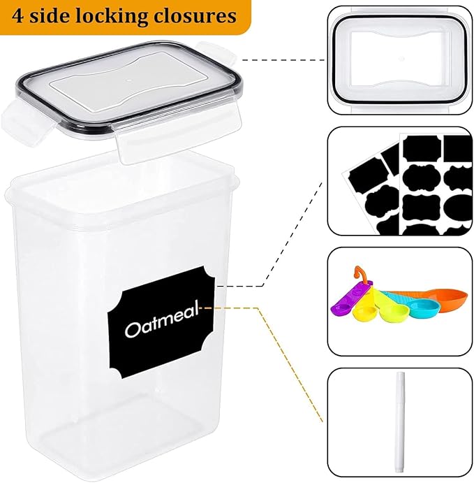Airtight Food Storage Containers with Lids, BPA Free Clear Pantry Storage Container for Kitchen Food Pantry Organizers and Storage, Plastic Pantry Organiser for Cereal,Flour and Sugar 42 pack