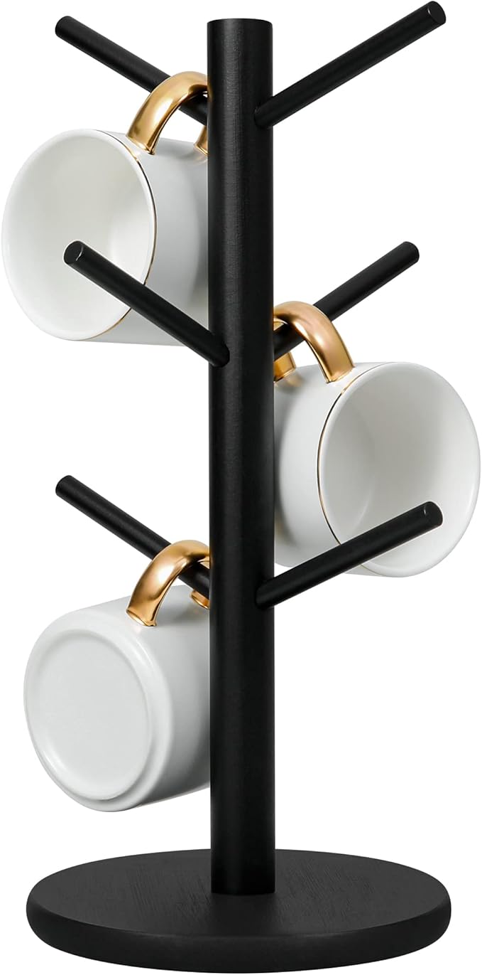 MyLifeUNIT Mug Holder Tree, Coffee Cup Holder with 6 Hooks (Black) | MyLifeUNIT, Mug Holder Tree, Coffee Cup Holder, 6 Hooks, Black