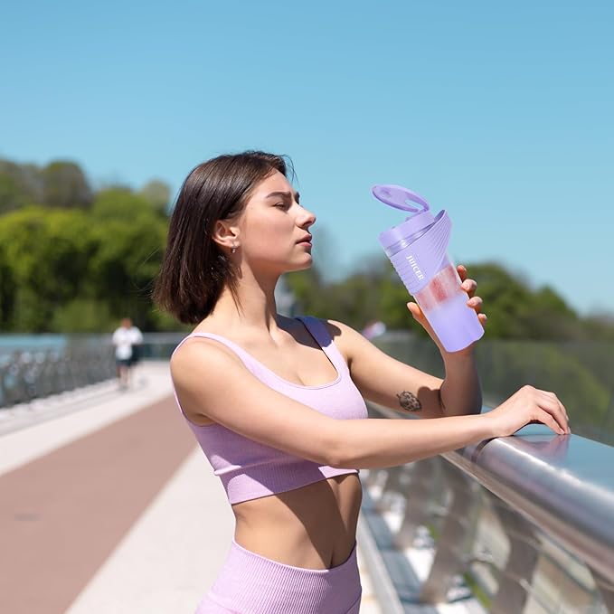 Portable Blender 460ml for Shakes Smoothie Juice, for Travel Gym Office, 4000mAh Type-C Rechargeable Personal Blender with 6 Sharp Blades Powerful 22000r/m Water Bottle Cup (Blue)