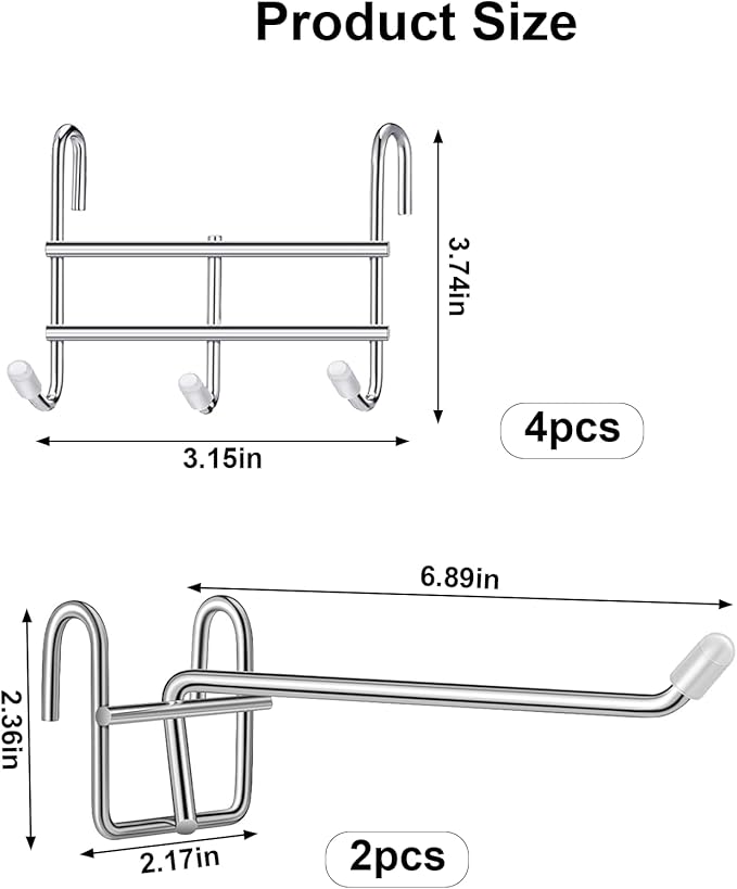 Hooks for Wire Shelving, Multi-Purpose Durable Hanging Wire Shelving Hooks with Rubber Cover for Wall Grid Panels (6 Pack)