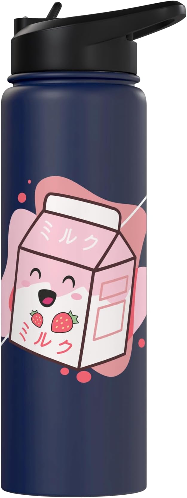 Kawaii Milk Cow Retro Japanese Strawberry Strawberry Milk Stainless Steel Insulated Water Bottle
