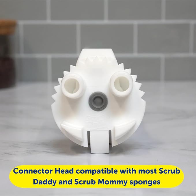 Scrub Daddy Dish Daddy Wand, Refill Heads, Sponge & Connector Head, Soap Dispensing Dish Brush, Texture Changing Washing Up Sponge with Liquid Handle, Built-in Scraper & Scrubbing Head - Yellow