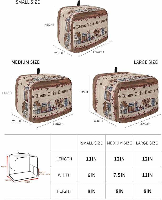 Country Star Toaster Oven Cover - Large Farmhouse Beige Brown Wood Rustic Barn Toaster Cover with Loop, Protects Bread Machine & Dust