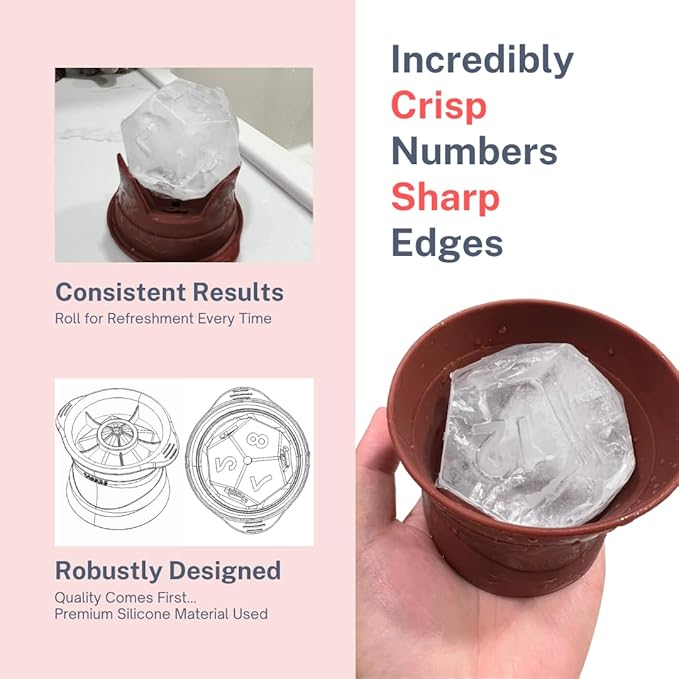 Ultimate D12 Dice Shaped Jumbo Ice Cube Mold for DND/TTRPG Fans - Large Silicone, Easy Fill & Release for Whiskey, Cocktails, Juice - Perfect Gamer Gift & Fantasy D&D Essential