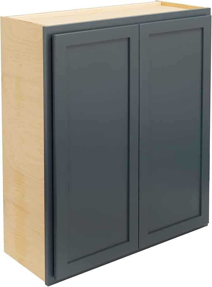 Quicklock RTA (Ready-to-Assemble) 42" Tall Wall Kitchen Cabinets - Shaker Style | 100% Hardwood | Made in America | Soft Close Hardware (Needlepoint Navy, 12''D x 36''W x 42''H)