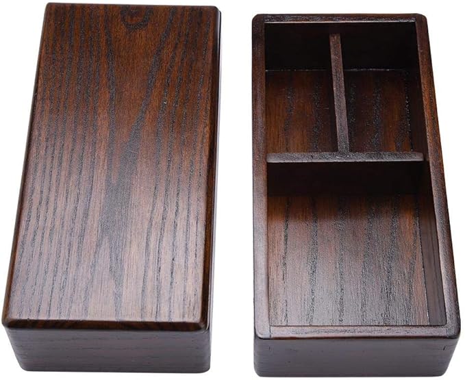 TOPINCN Lunch Box Wooden Healthy Double Layer Rectangle Food Snacks Fruit Container for Office Picnic Sushi