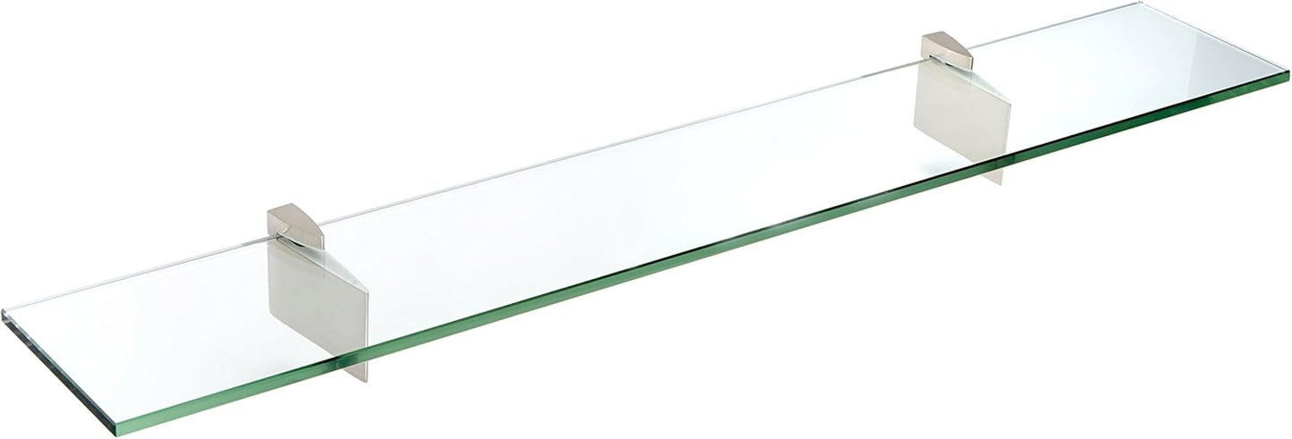 Spancraft Glass R-12x48-Brushed Steel Raven Glass Shelf, Brushed Steel, 12" x 48"