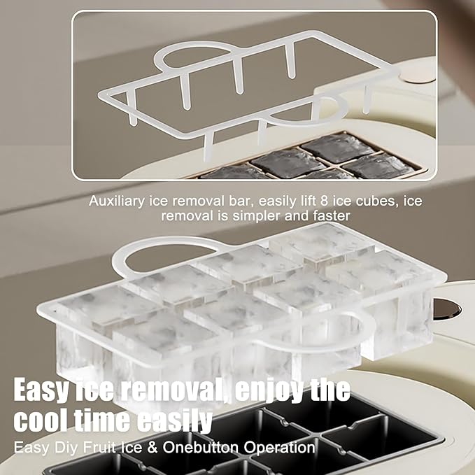 Mini Ice Maker Machine Counter Top for Home Office, Portable Clear Ice Cube Maker, 8 Cubes in 10 Mins, Low Noise, Easy Cleaning (White Standard)