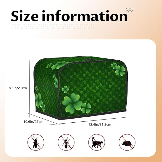 Happy St. Patrick Green Holiday Toaster Cover 4 Slice Dust and Fingerprint Protection Toaster Bread Maker Covers Washable Kitchen Appliance Covers for Kitchen Accessories Decor Bakeware Women Gift