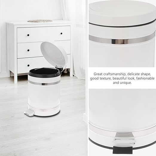 Pedal Trash Can with Lid, 12l Iron Garbage Bin for Bedroom and Office, European Style Wastebasket with Roman Pattern Cover, Home Use