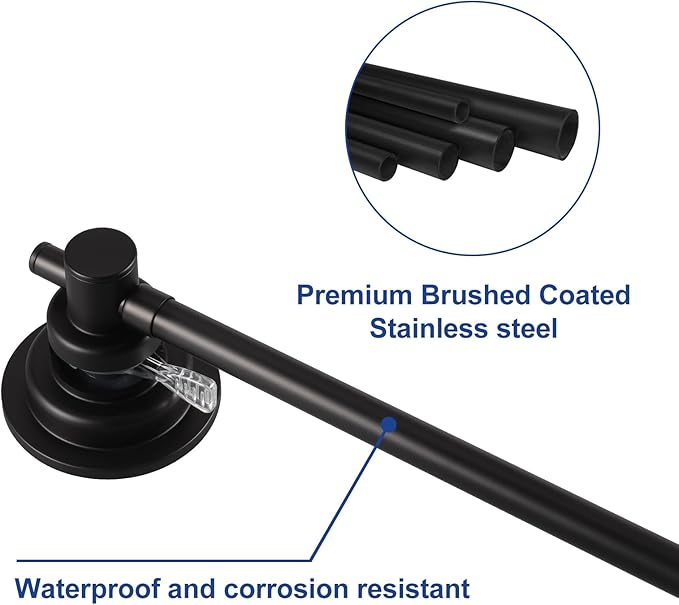 SLIIMU Suction Cup Towel Bar for Shower with 5 Hooks, 17-28 Inch Adjustable Long Bathroom Wall Washcloth Rack,Extendable Glass Shower Door Suction Rag Holder,Towel Rod for Bath Kitchen (Black)