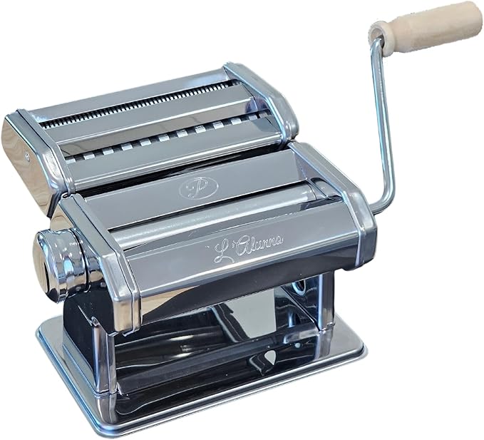 “L’Alunno” Pasta Maker Machine by PastaVirtuoso - Hand Crank Machine for Pasta Dough and Noodles - Easy to Use Manual Kitchen Appliance for Tagliatelli, Spaghetti, Lasagna, Ravioli and More!