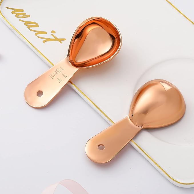 Patelai 3 Pieces Coffee Scoop Tablespoon Measuring Spoons Stainless Steel Coffee Scoops Short Handle Tablespoon for Tea Sugar Kitchen Gifts(15 ml,Rose Gold)