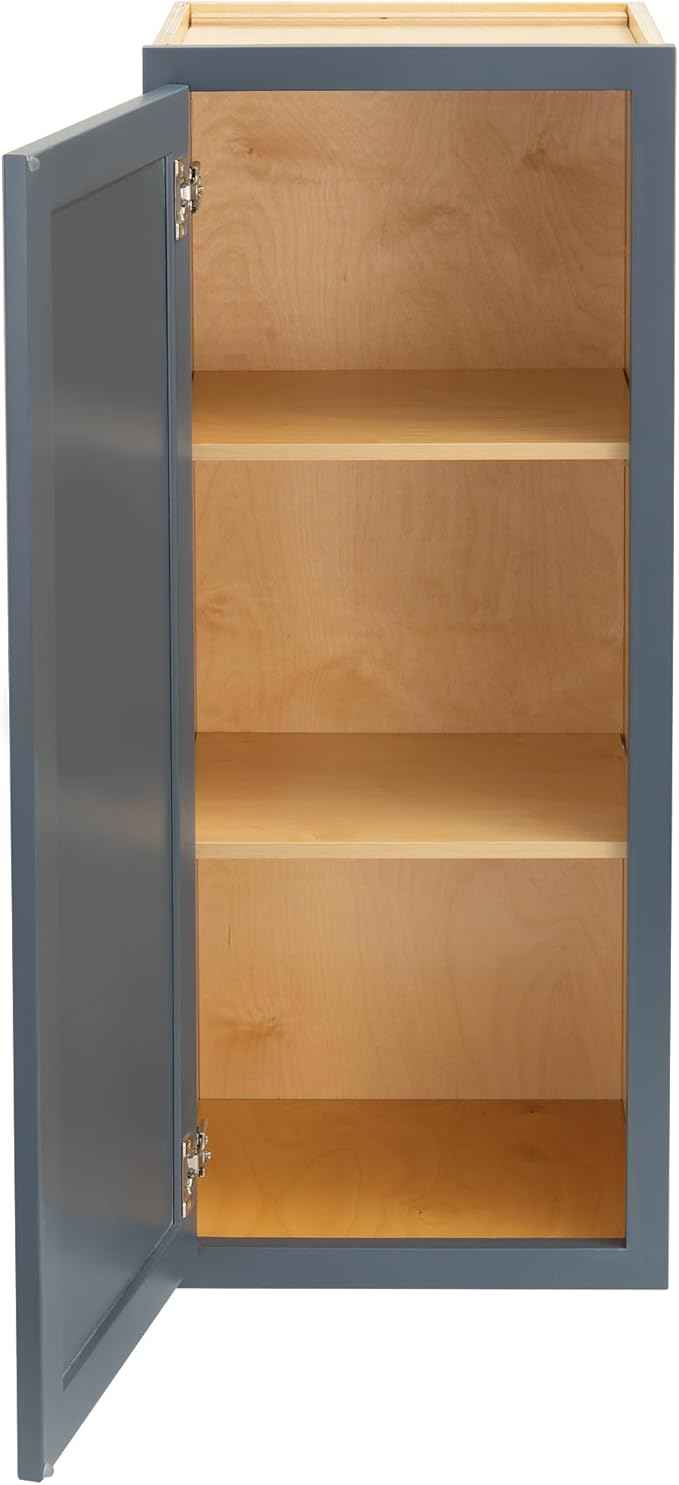 Quicklock RTA (Ready-to-Assemble) 42" Tall Wall Kitchen Cabinets - Shaker Style | 100% Hardwood | Made in America | Soft Close Hardware (Needlepoint Navy, 12''D x 12''W x 42''H)