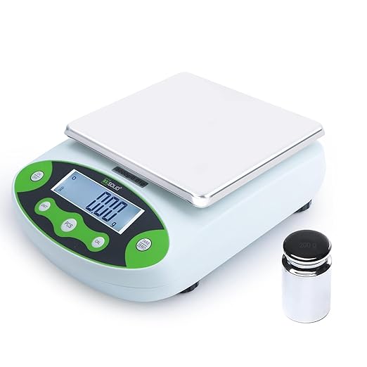 U.S. Solid Digital Analytical Balance 500g x 0.01g, High Precision Lab Scale, 200g Calibration Weight, 10 Weighing Units, AC 100V-240V & DC 9V, Piece Counting