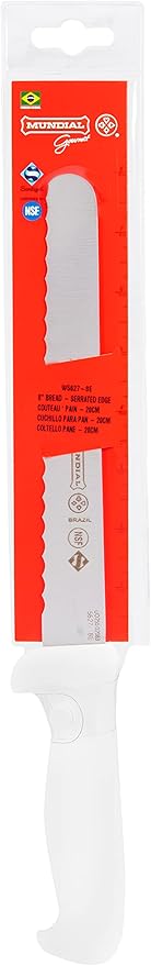 Mundial 5600 Series 8-Inch Serrated Edge Carving and Slicing Knife with White Handle