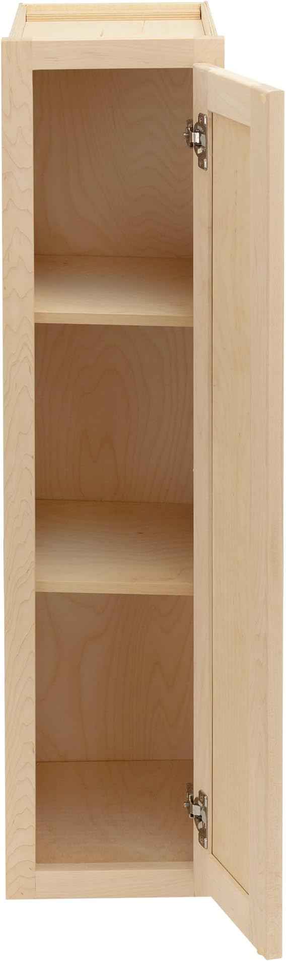 Quicklock RTA (Ready-to-Assemble) 42" Tall Wall Kitchen Cabinets - Shaker Style | 100% Hardwood | Made in America | Soft Close Hardware (Raw Maple, 12" D x 9" W x 42" H)