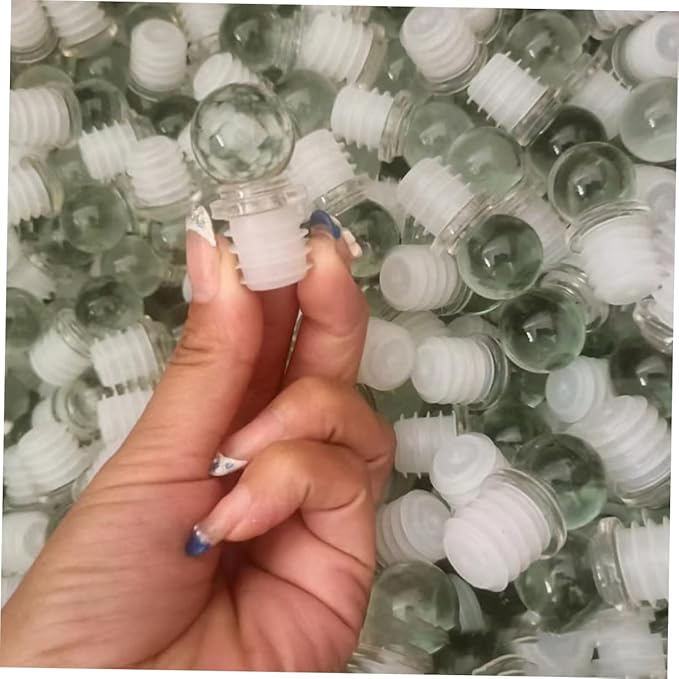 VOSAREA 24pcs Unique Glass Ball Wine Stoppers Decorative Bottle Stopper Caps Portable for Wine Perfume Oil Bottles