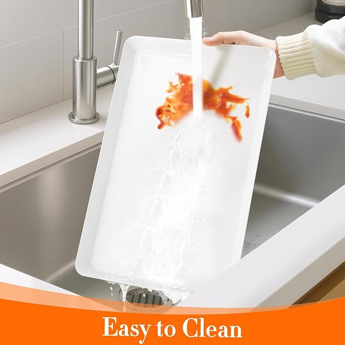 WOWBOX 4 pcs Serving Tray for Entertaining, Grilling BBQ Accessories, Serving Platters for Snacks, Fruit, Reusable Plastic Trays for Serving Food and Pantry Organization in Kitchen & for EasterParties