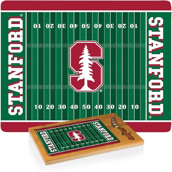 PICNIC TIME NCAA Icon Glass Top Cutting Board & Knife Set, Cheese Boards Charcuterie Boards, Serving Platter, (Parawood & Bamboo)