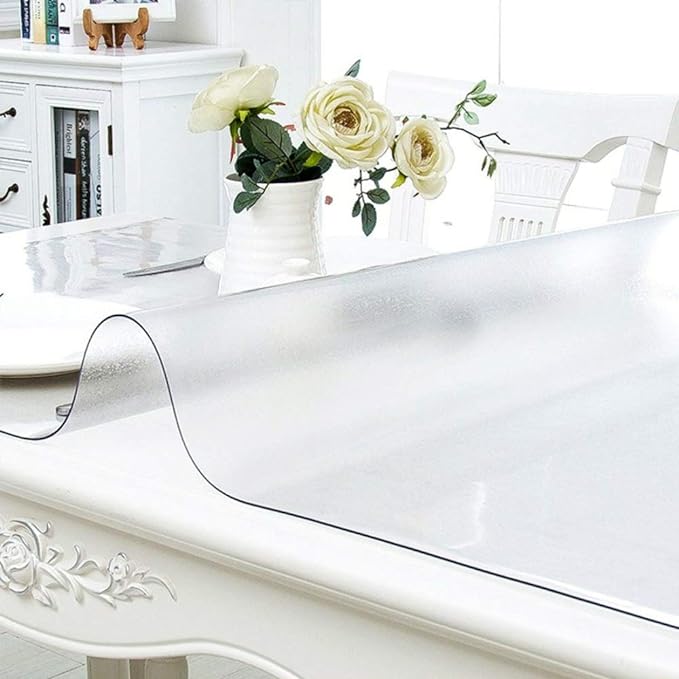NECAUX Custom Multisize 1.5mm Thick Frosted PVC Table Cover Protector - 30 x 30 Inch Waterproof PVC Table Protector Square Vinyl Non-Slip Desk Pad Mat