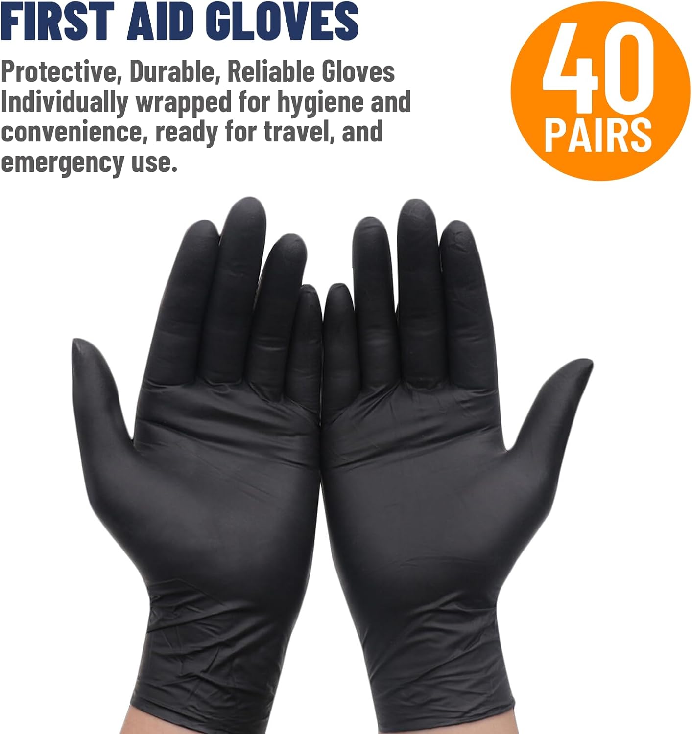 Individually Wrapped Nitrile Gloves 5mil, 40 Pairs (80 Count), Disposable Gloves, Latex Free, Powder Free, Easy to Carry for Travel, Work, Food Handling, Cleaning, Automotive, Daily Protection Small