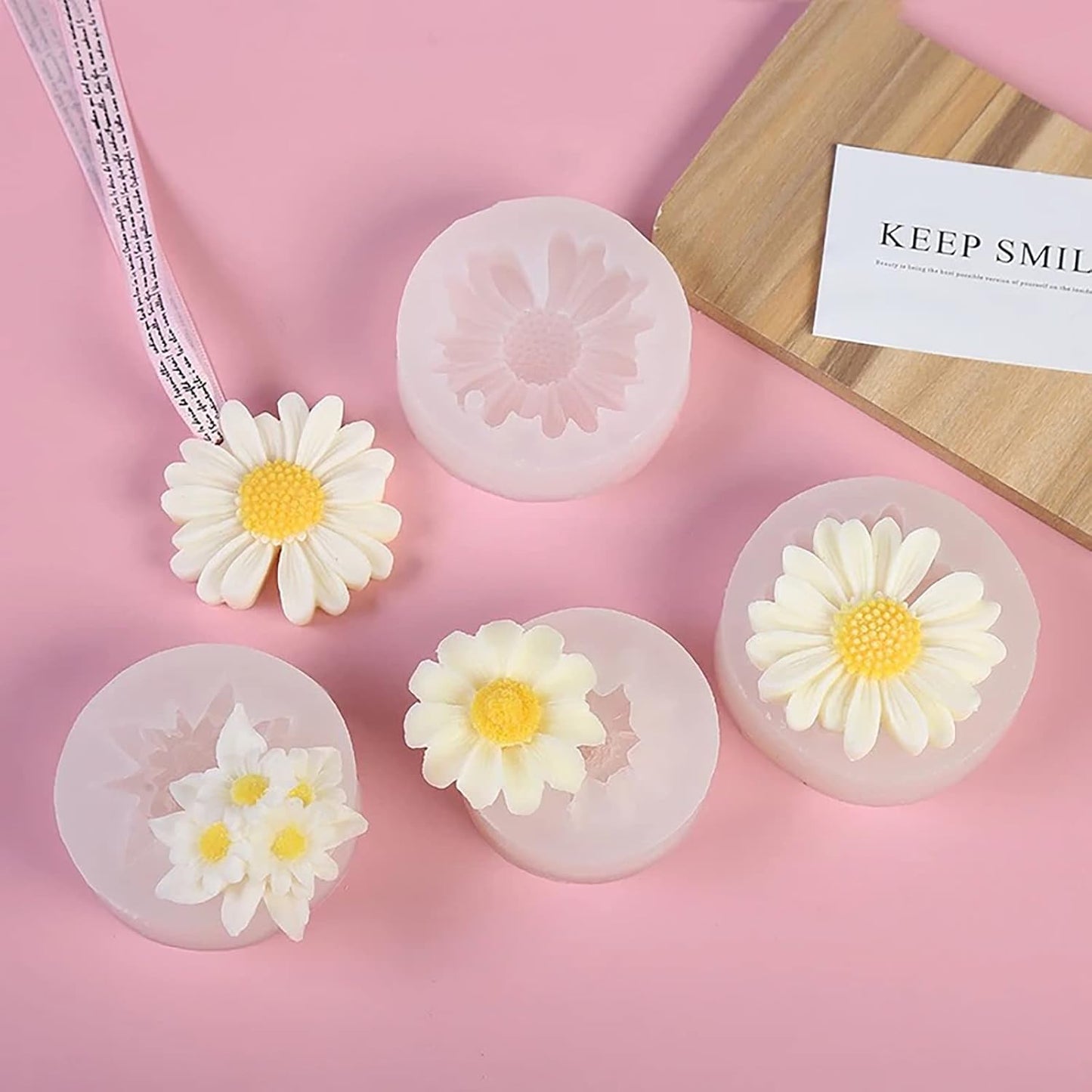 Daisy 4 Pack Flower Molds - Peony, Rose, 3D, Silicone Resin & Clay Molds for Craft Supplies