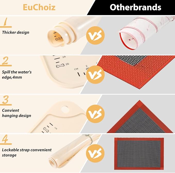2 Pack Silicone Pastry Mat 24"*16" Extra Thick Non Stick Baking Mat
