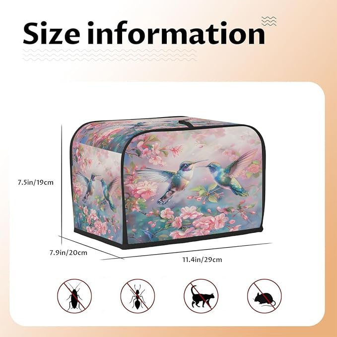 Spring Animals Bird Flower Toaster Cover 2 Slice Dust and Fingerprint Protection Toaster Bread Maker Covers Washable Kitchen Small Appliance Covers for Kitchen Accessories Decor Bakeware Women Gift