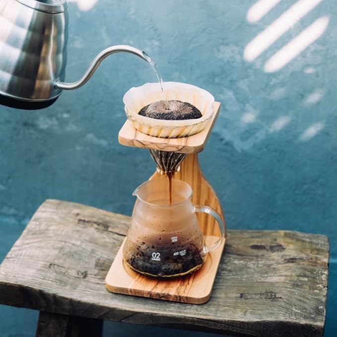 Hario V60 Olive Wood Pour Over Stand Set