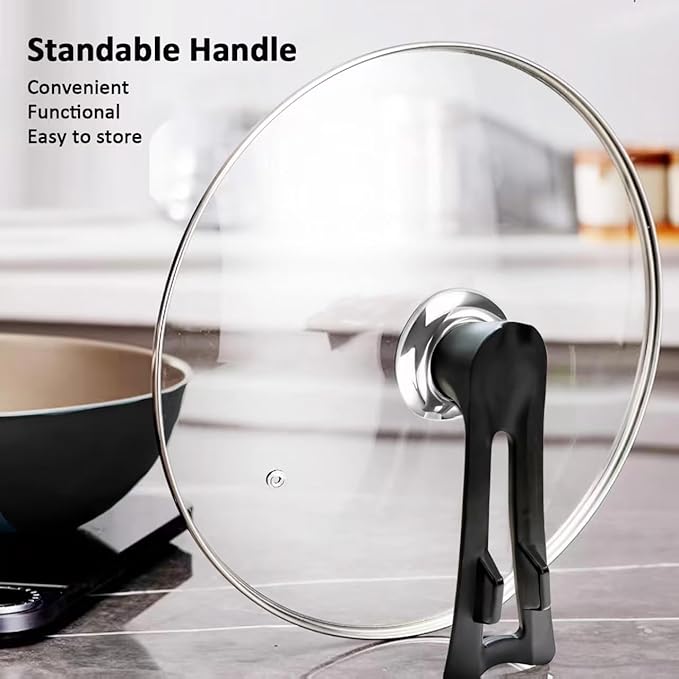 Glass Lid For Pots, Pans and Skillets, Round Tempered Clear Glass Cover Replacement with Steam Vent, Heat Resistant Handle, 11″, 12″, 12.5″, 13.5″ And 14″,12 Inch Fit Inner dia 11.7″-12.1″