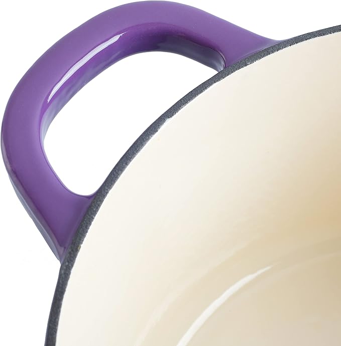 Crock-Pot Artisan 7-Quart Round Enameled Cast Iron Dutch Oven – Lavender Purple, Durable Heavy-Duty Cookware for Slow Cooking, Baking, Roasting with Lid
