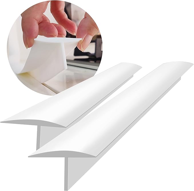 KindGa Stove Gap Covers, Silicone Counter Gap Filler for Stove, 30 Inches for 0.2-1 inch Gap,Seal Spills between Appliances Countertop Furniture Stoves Ovens(Set of 2, White)