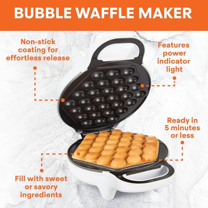 MasterChef Bubble Waffle Maker- Electric Non stick Hong Kong Egg Waffler Iron Griddle w FREE Recipe Guide- Ready in under 5 Minutes