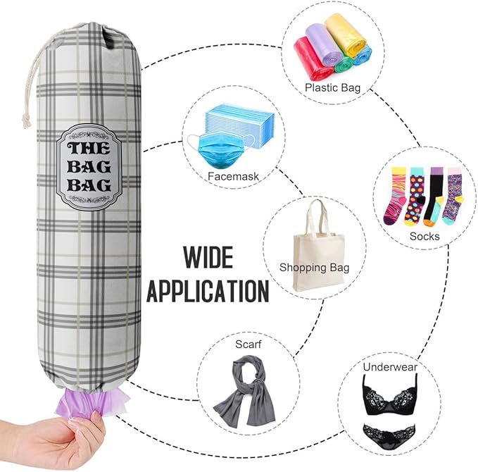 Classic Buffalo Check Plaid Grocery Bags Holder Organizer For Shopping Bags, Wall Mount Plastic Bags Storage Container Dispensers, Kitchen Housewarming Gifts For Women Family Friends Grandma Mom (A-9)