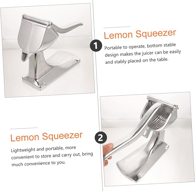 Manual Aluminum Alloy Citrus Juicer Handheld Lemon Squeezer with Stable Base and Outlet Portable Fruit Press for Home and Professional