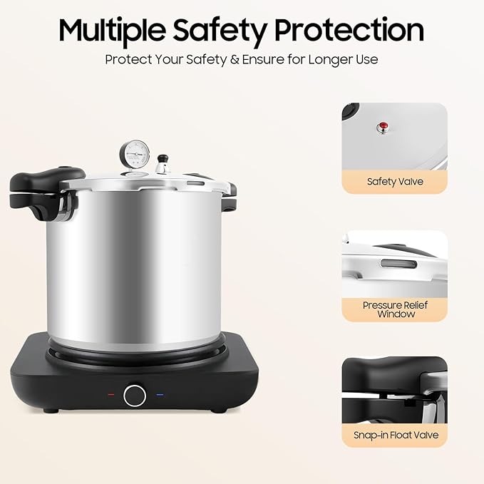 22L/23 Quart Thickened Explosion-proof Pressure Cooker, W/Gauge & Release Valve, Aluminum Alloy Cookware, Serving Up To 30 People, For Large Families Or Gatherings Silver