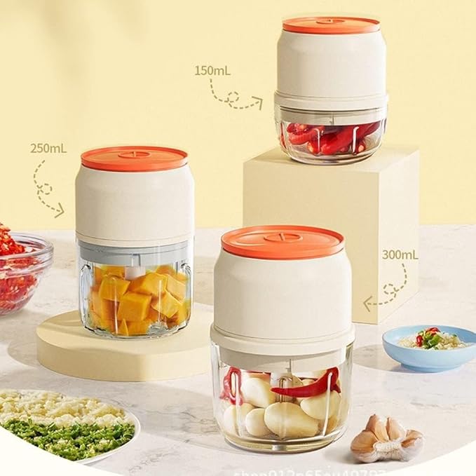 Mini Cordless Electric Mini Chopper, Portable Powerful Garlic Chopper, Onion Grinder, Masher, Crusher, Food Processor for Ginger, Chili, Veggie (Size : 150ml)