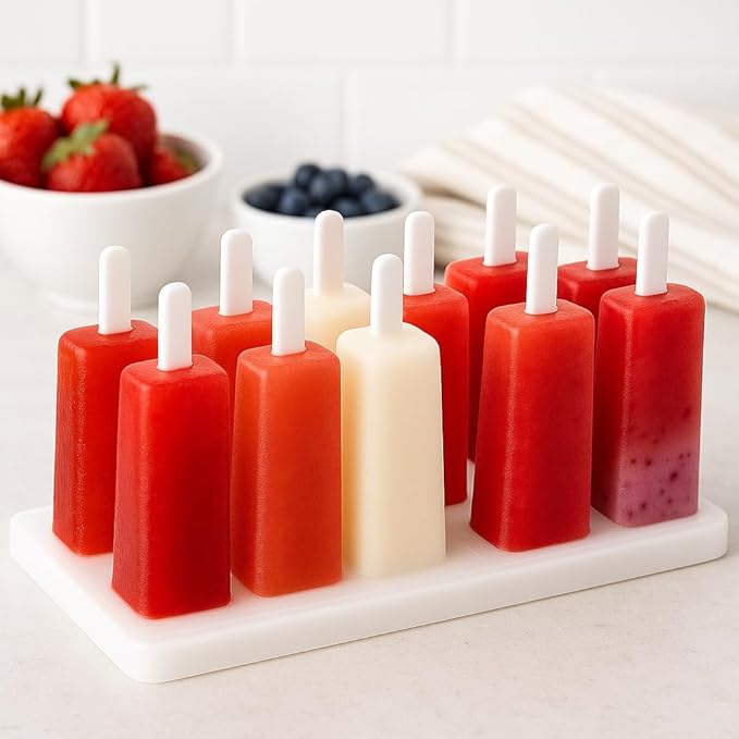 25-Cavity Rectangular Ice Pop Gelatin Mold – Molde para Gelapaletas – 50 mL Popsicle Mold Tray – Plastic Frozen Gelatin Mold – Made in Mexico