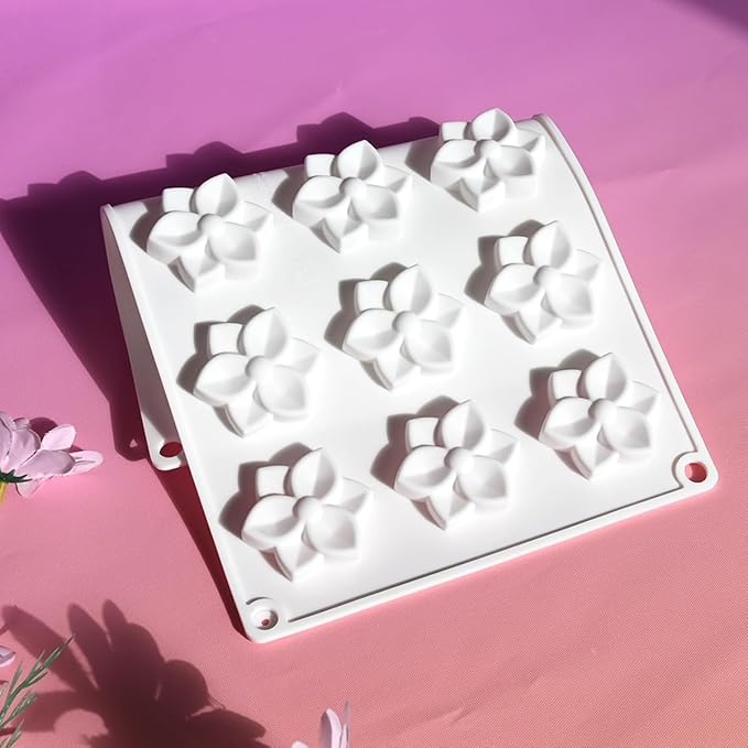 Silicone Cookie Chocolate Mold, 15-Cavity Flower Silicone Baking Mold for Oreo, Candy, Chocolate, Cookies, Mini Cakes and Jelly, Dishwasher Safe Non-Stick Food Grade Silicone Molds (C_ Flower)